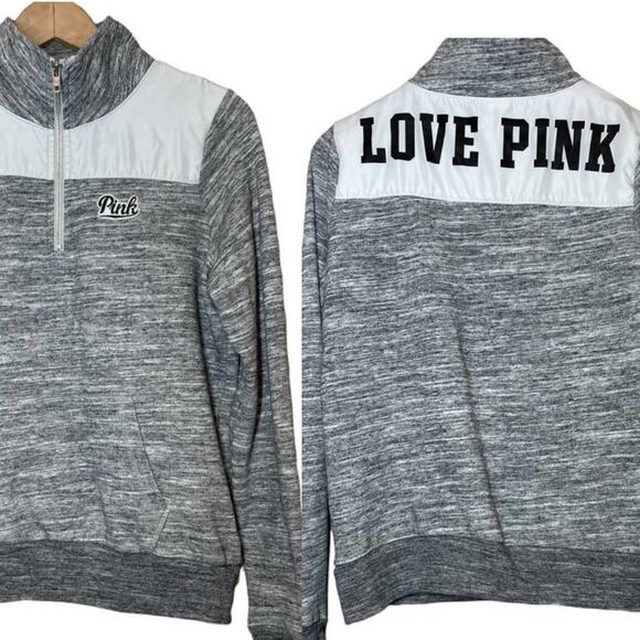 PINK Victoria’s Secret Gray 1/2 Zip Sweatshirt XS Womens Love Pink - Picture 1 of 6